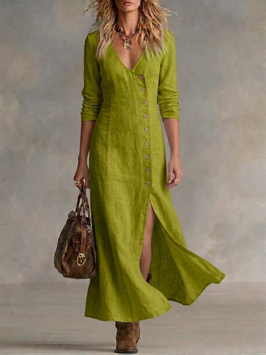 Elara™ | Women's Button-Front Maxi Dress