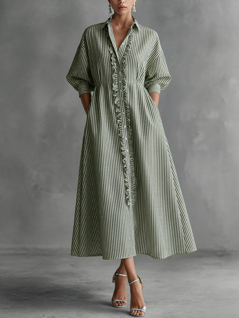 Elin™ | Women's Striped Button-Front Maxi Dress