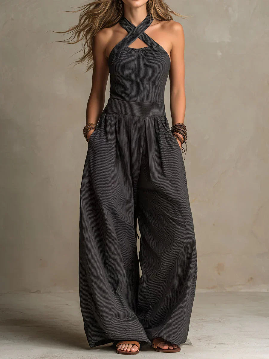Isabella | Halter Neck Long Fluid Jumpsuit