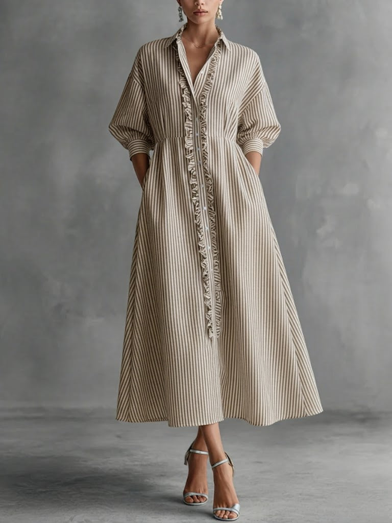 Elin™ | Women's Striped Button-Front Maxi Dress