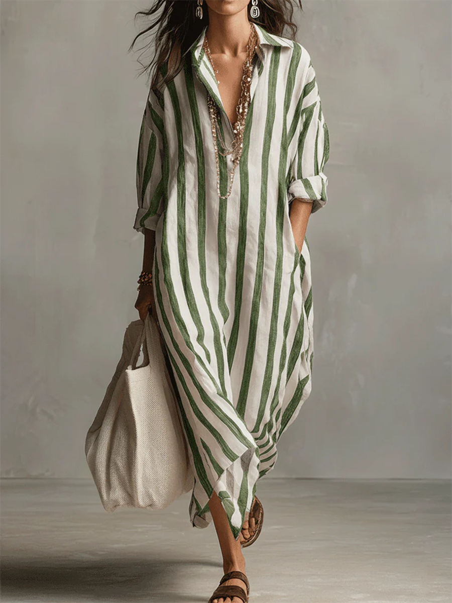 Liora™ | Women's Stripe Oversized Maxi Dress