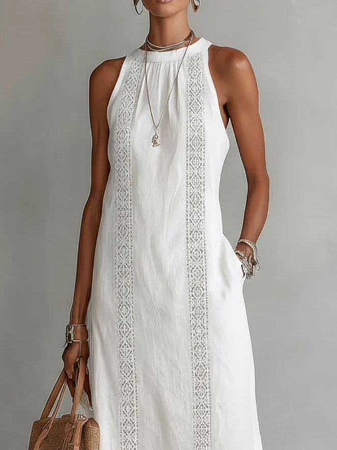 Celine™ | Women's Sleeveless Lace Detail Midi Dress