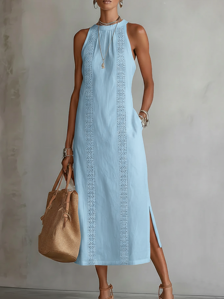 Jimena | Mandarin Collar Linen Midi
