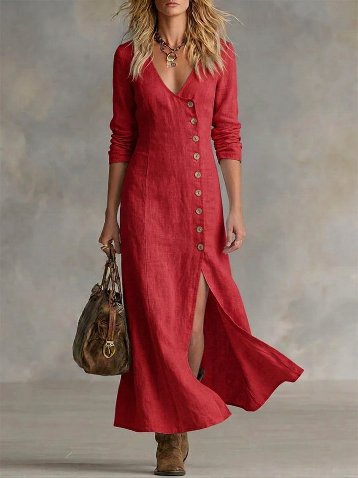 Elara™ | Women's Button-Front Maxi Dress