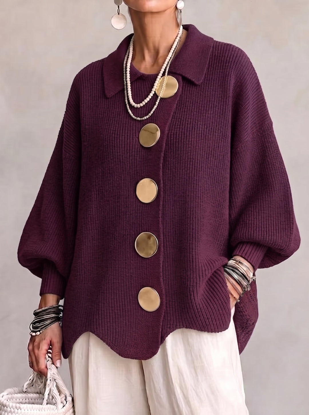 Quintessa™ | Oversized Collared Knit Cardigan