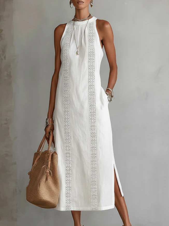 Celine™ | Women's Sleeveless Lace Detail Midi Dress
