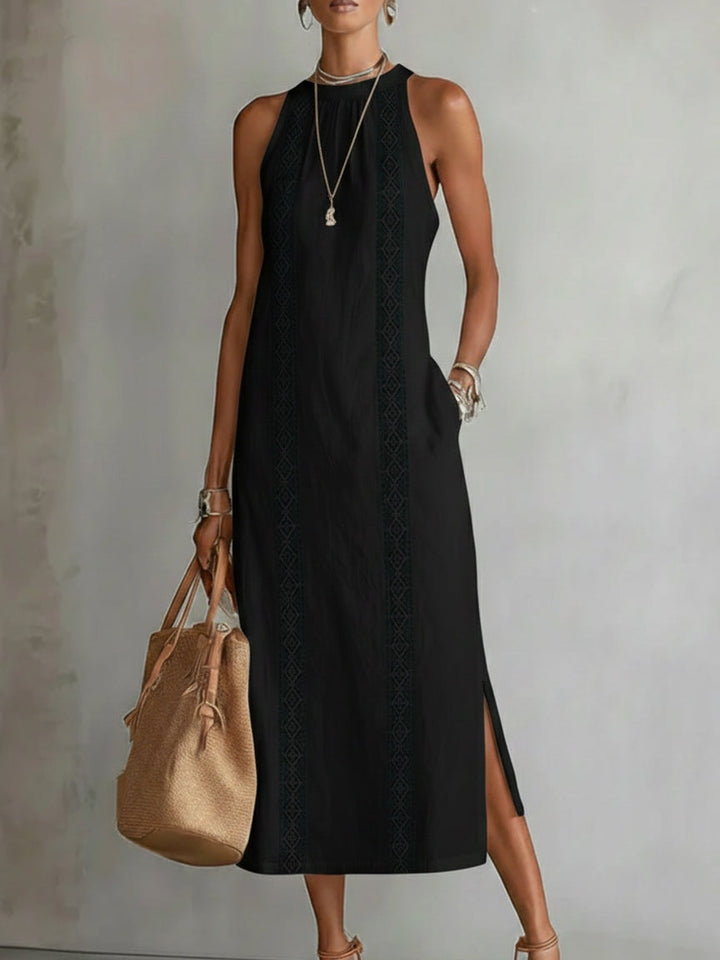Jimena | Mandarin Collar Linen Midi