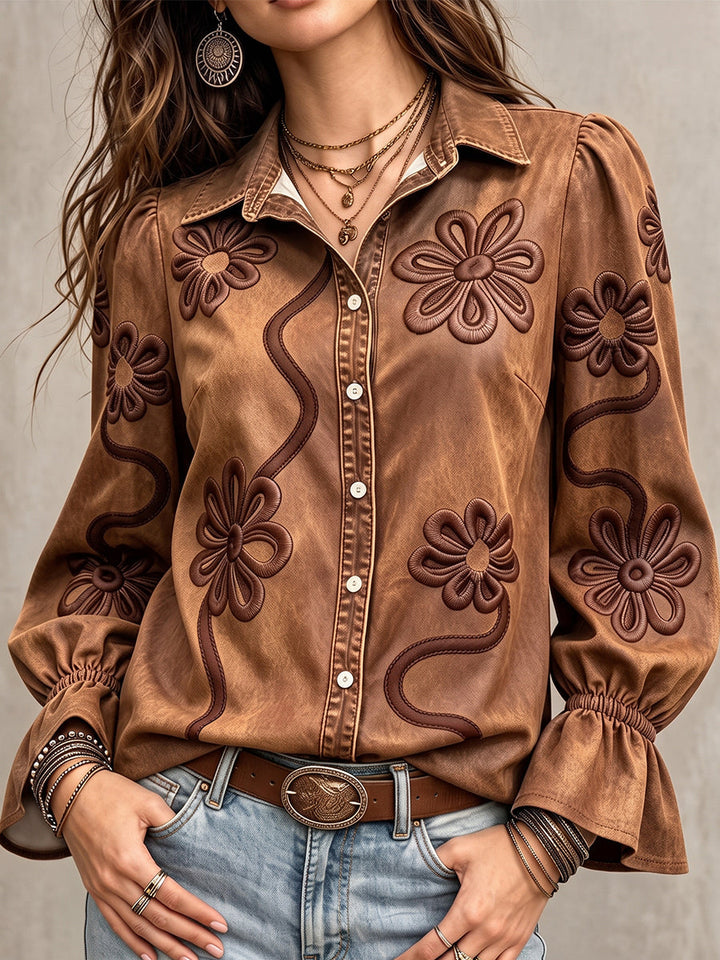 Verena™ | Vintage Floral Embroidered Denim Blazer