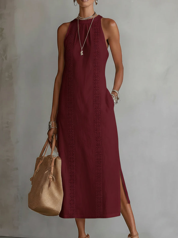 Jimena | Mandarin Collar Linen Midi