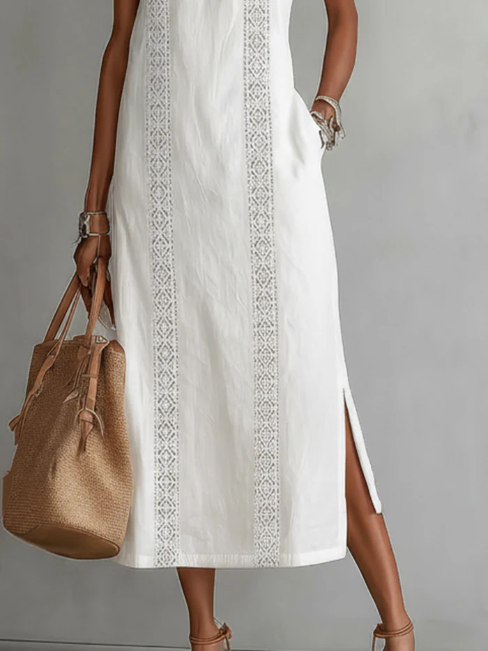 Celine™ | Women's Sleeveless Lace Detail Midi Dress