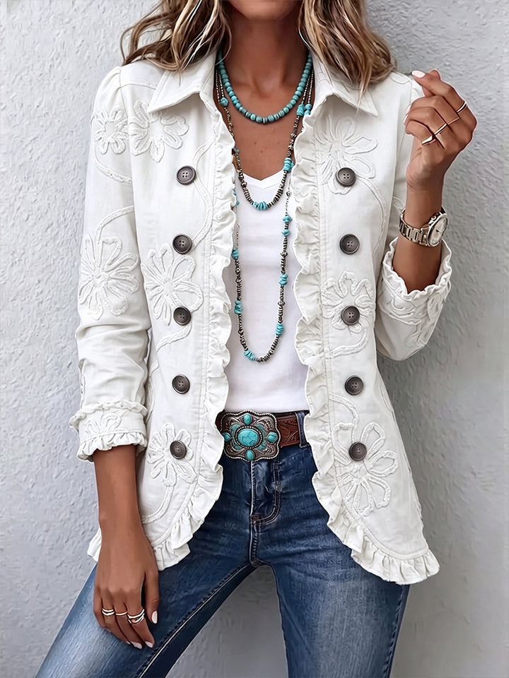 Faylinn™ | Boho-Chic Floral Embroidered Ruffle Jacket