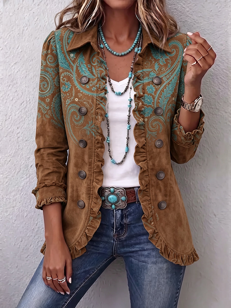 Faylinn™ | Boho-Chic Floral Embroidered Ruffle Jacket