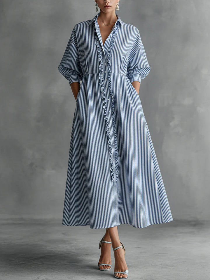 Elin™ | Women's Striped Button-Front Maxi Dress