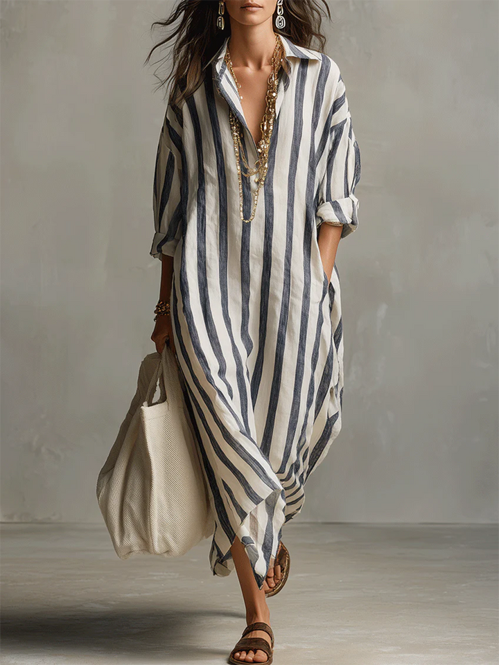 Liora™ | Women's Stripe Oversized Maxi Dress