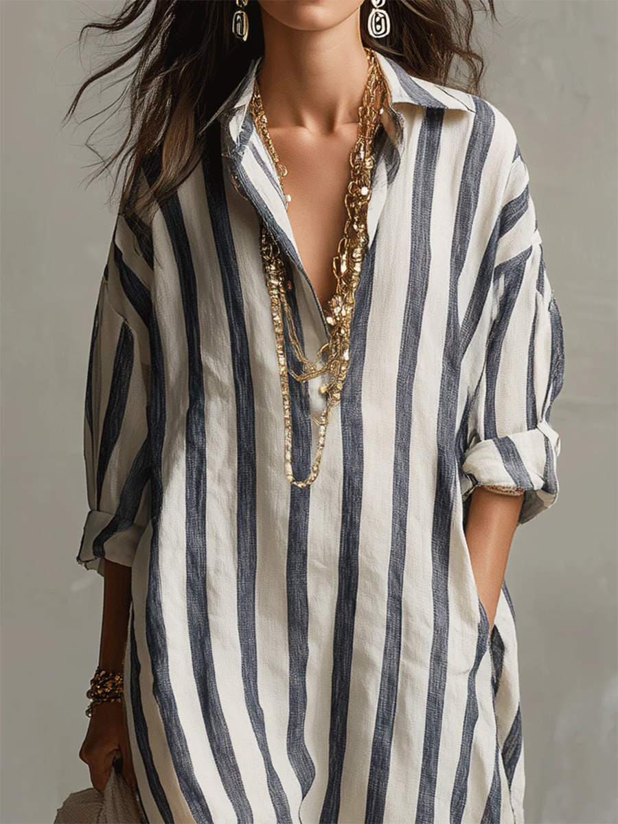 Liora™ | Women's Stripe Oversized Maxi Dress