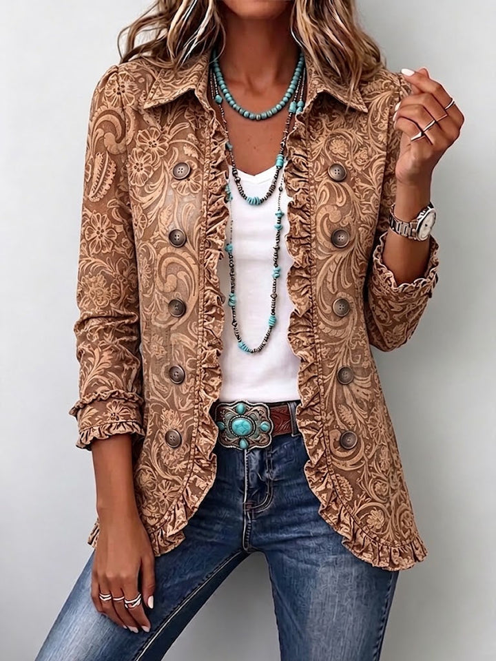 Vyclara™ | Women's Vintage Bohemian Floral Ruffle Jacket