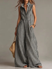 Classic Wide-Leg Linen Jumpsuit