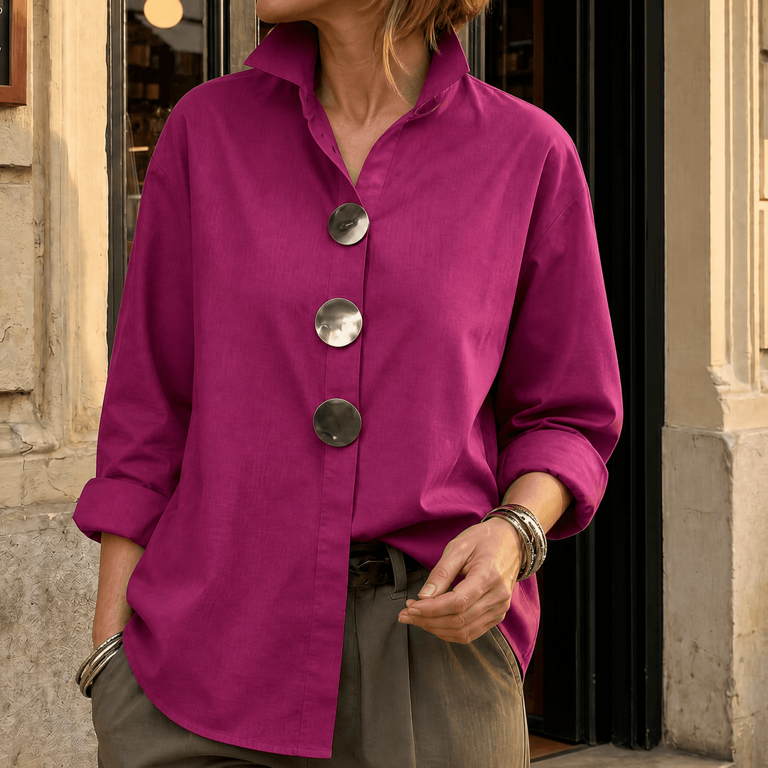 Peggy | Statement Button Blouse – Fuchsia
