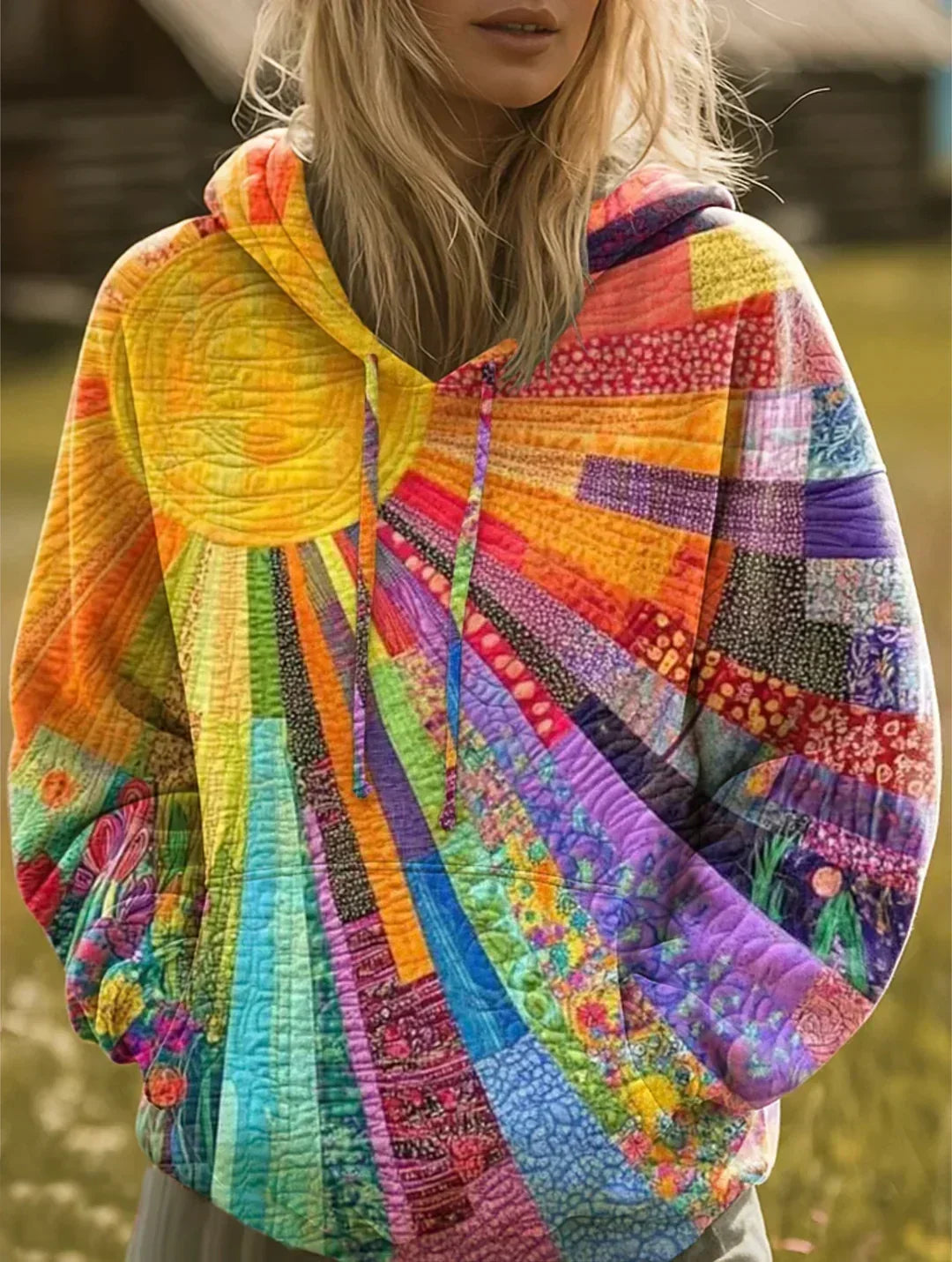 Raylenne | Bohemian Multicolor Patchwork Hoodie