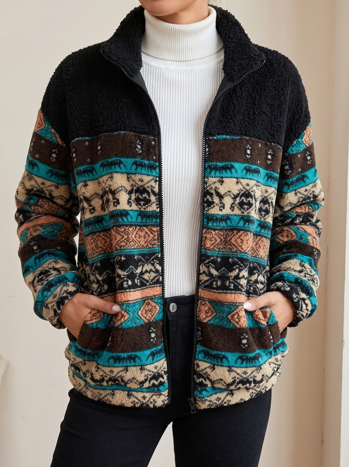 Ravella™ | Striped Aztec Sherpa Jacket