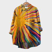 Pauline™ | Women's Sun Print Button-Front Blouse