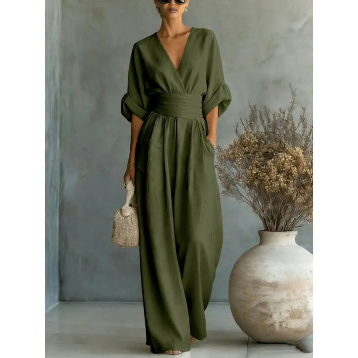 Maevra™ | V-Neck Wide-Leg Jumpsuit