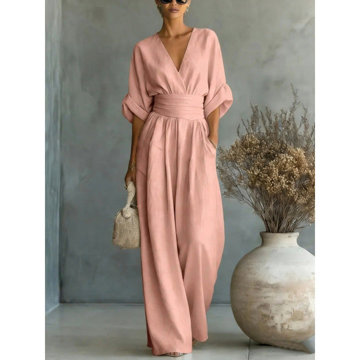 Maevra™ | V-Neck Wide-Leg Jumpsuit