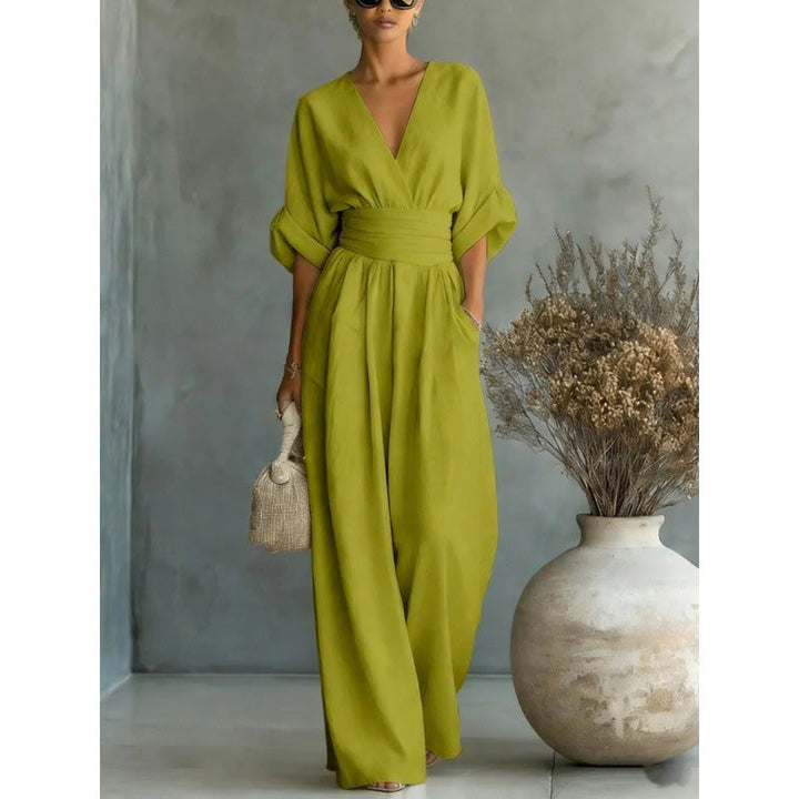 Maevra™ | V-Neck Wide-Leg Jumpsuit