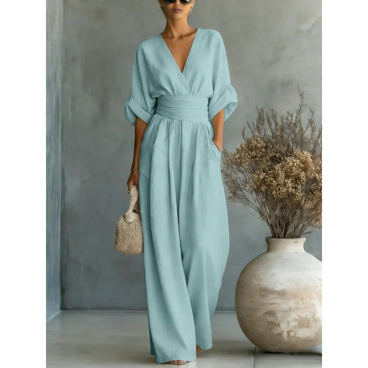 Maevra™ | V-Neck Wide-Leg Jumpsuit