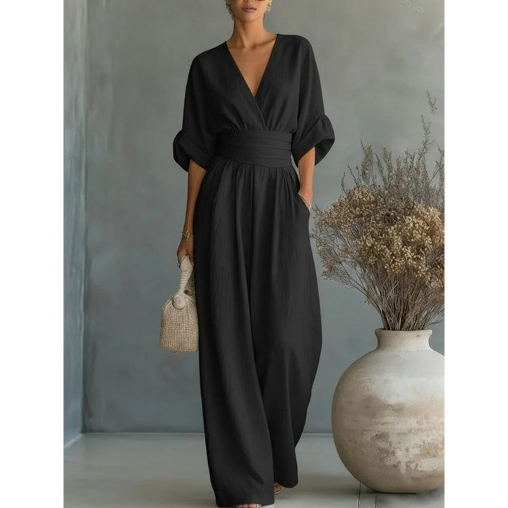 Maevra™ | V-Neck Wide-Leg Jumpsuit