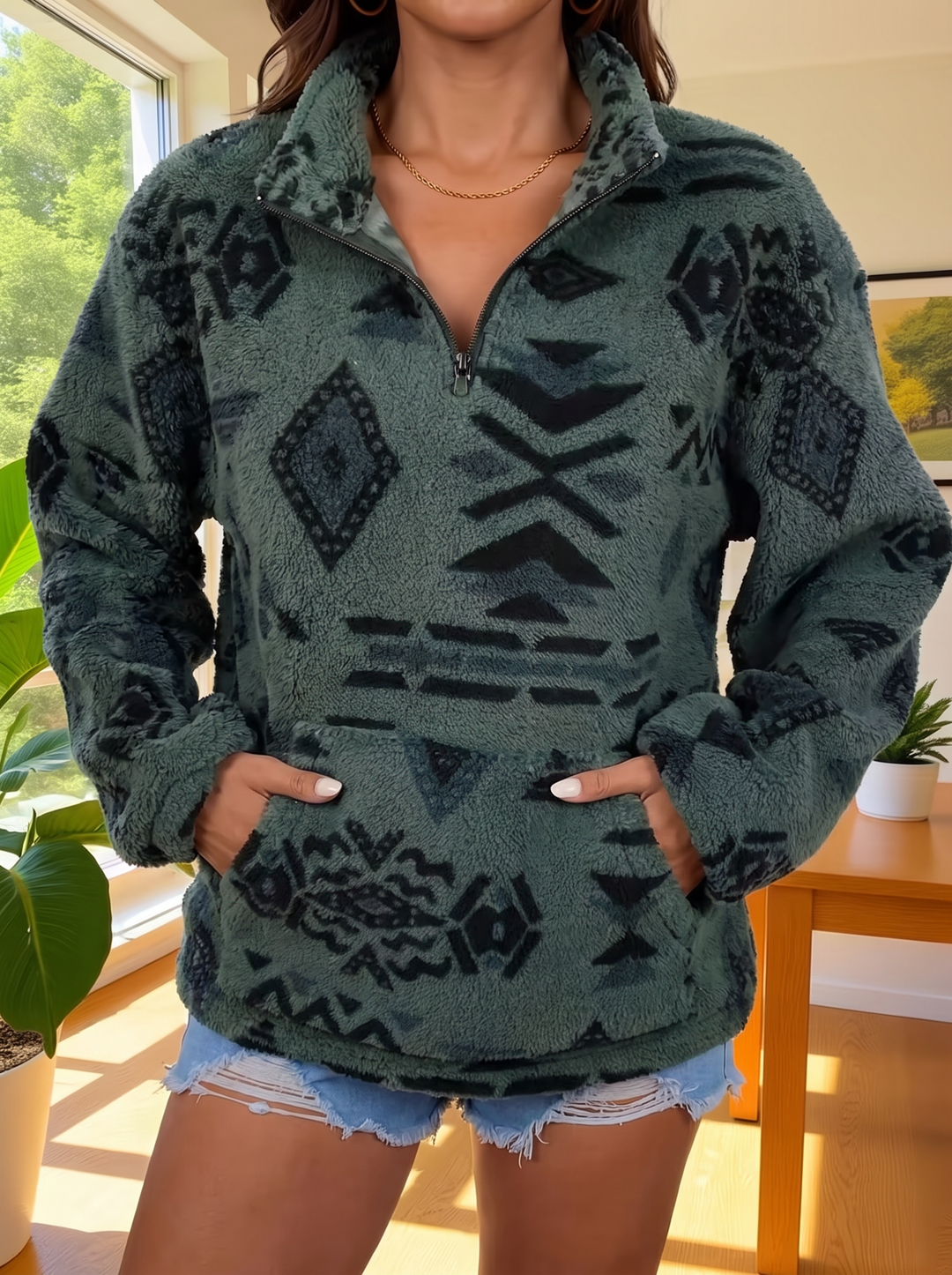 Talula™ | Forest Aztec Fleece Half-Zip
