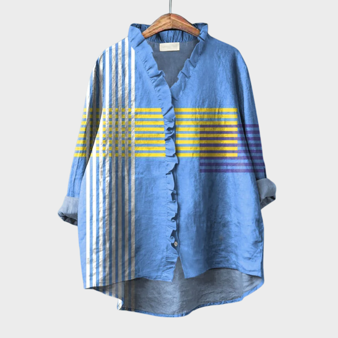 Andromede™ | Women's Geometric Ruffle Blouse