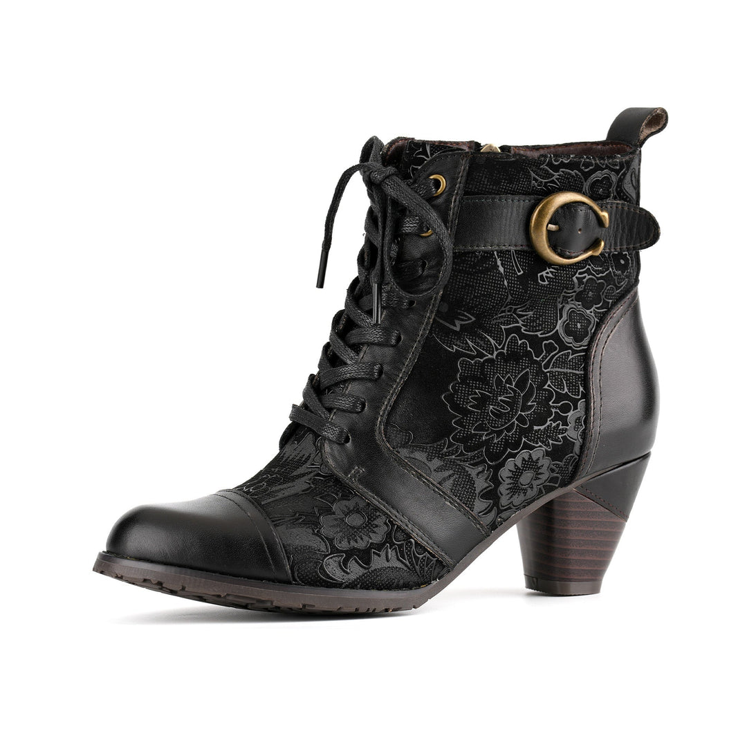 Bellancourt | Women's Floral Lace-Up Ankle Boots