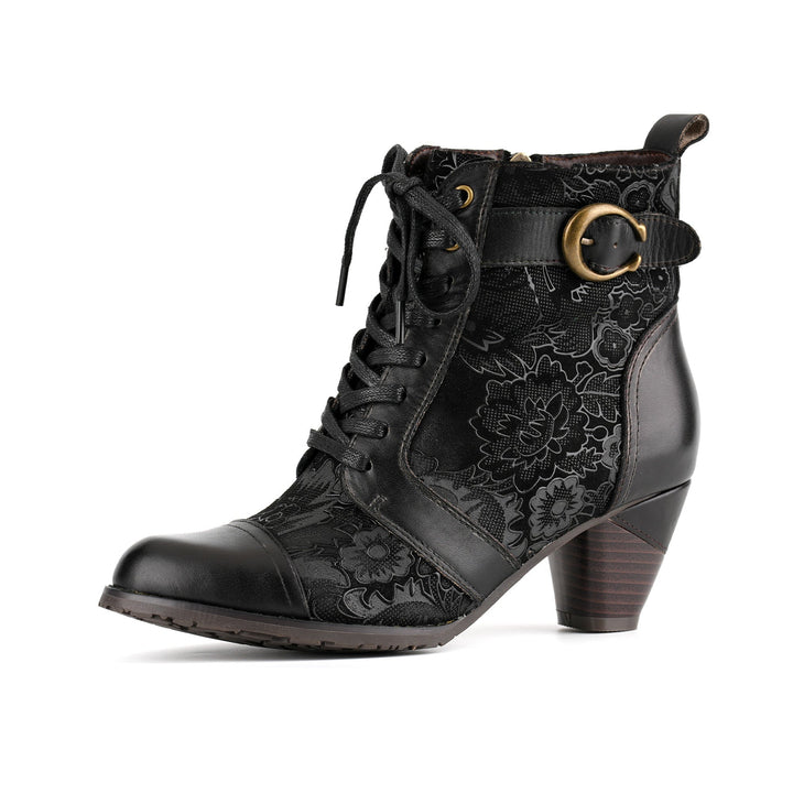 Bellancourt | Women's Floral Lace-Up Ankle Boots