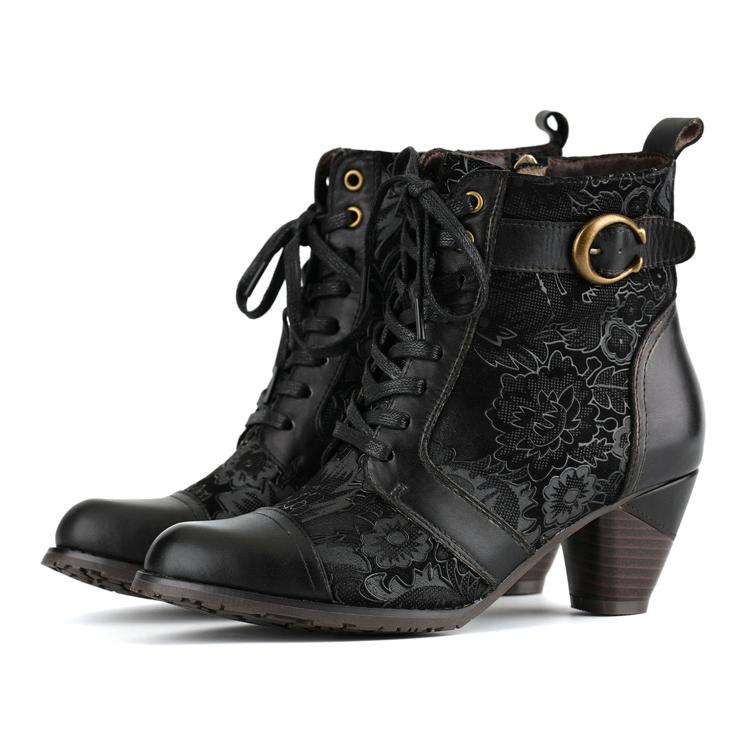 Bellancourt | Women's Floral Lace-Up Ankle Boots