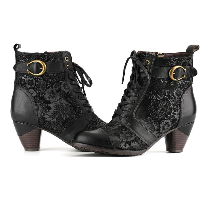 Bellancourt | Women's Floral Lace-Up Ankle Boots