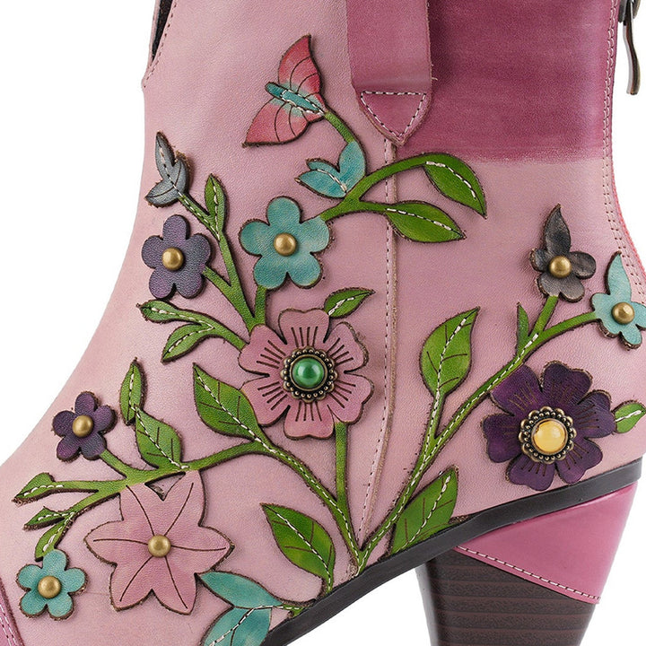Rosevine™ | Floral Appliqué Ankle Boots
