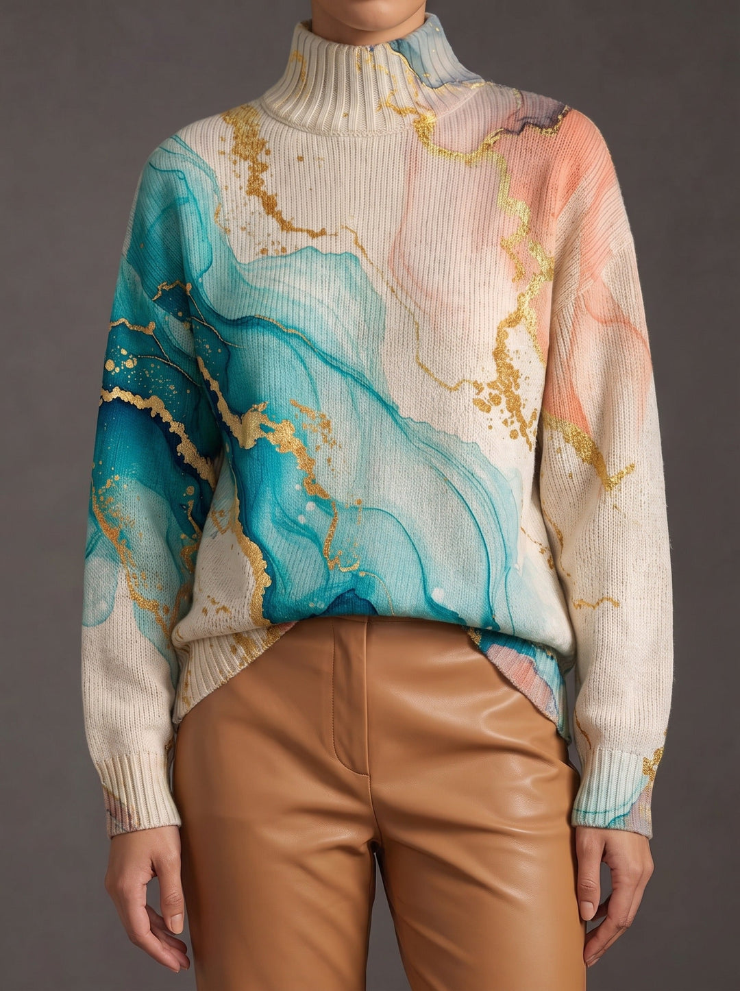 Verity | Marbled Ink Turtleneck