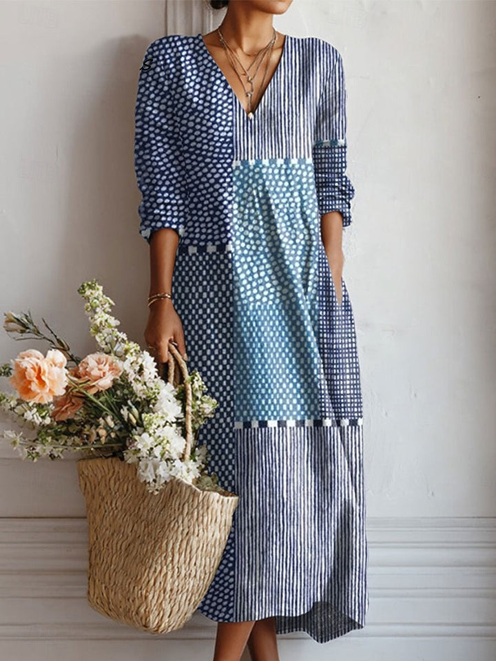 Clemencia | Vestido largo Mosaico Azul