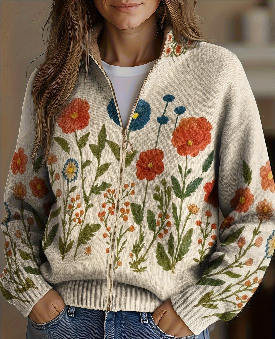 Wrenna™ | Wildflower Meadow Zip Cardigan